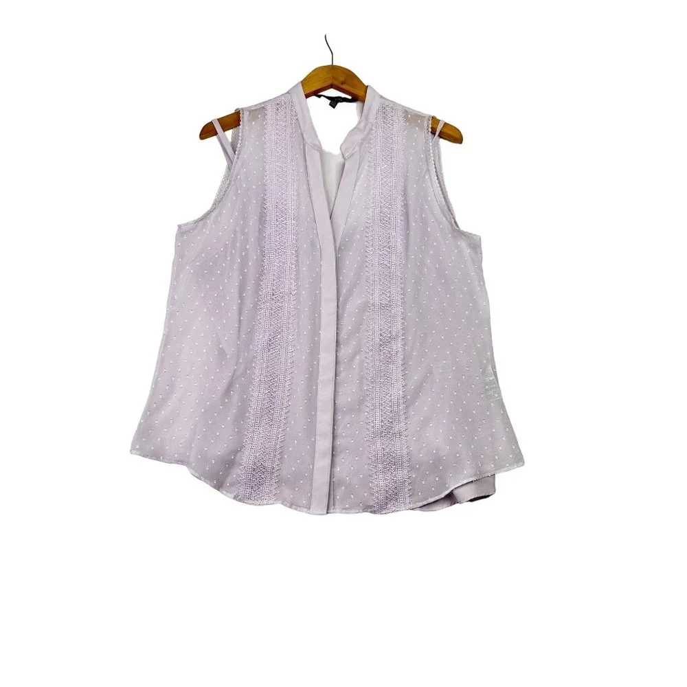 White House Black Market 2 piece Sleeveless Blouse sz 14 Lilac
